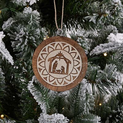 Wooden Carved Nativity Ornament