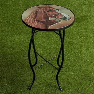 Horse Metal and Glass Side Table