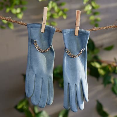 Blue with Gold Chain Gloves