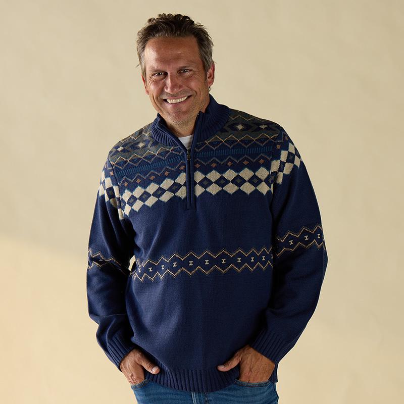 【Y=T=Y】WTAPS 24AW PINE SWEATER BLUE Blue Quarter Zip Sweater - Cracker Barrel