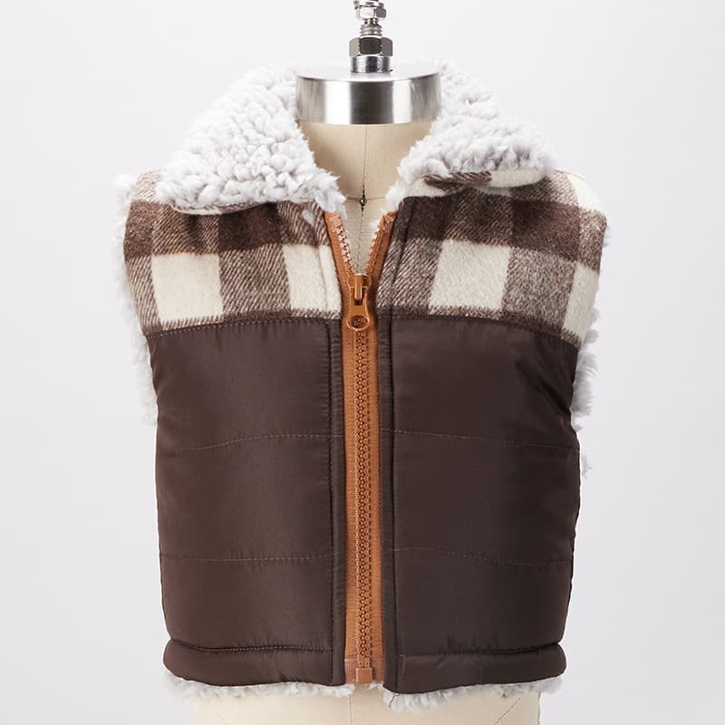 Toddler Brown Buffalo Check Sherpa Lined Vest Cracker Barrel