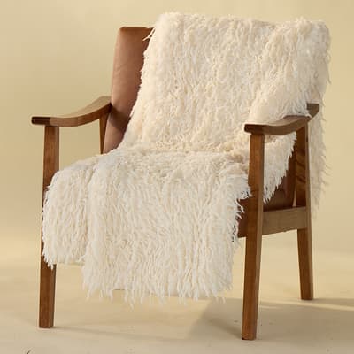 Ivory Faux Fur Throw