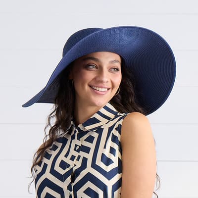 Navy with Bling Rope Band Floppy Hat