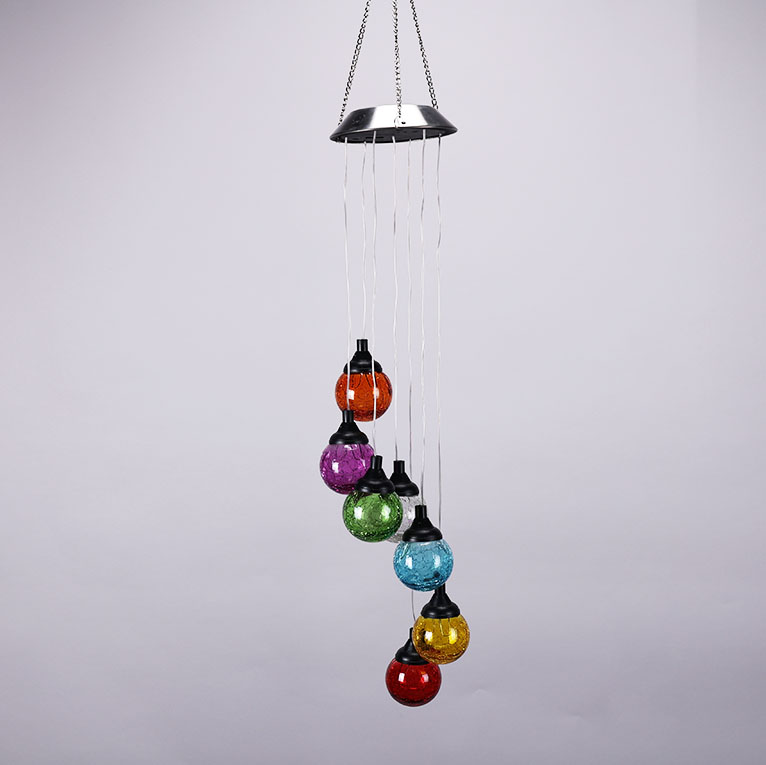 Solar Multicolor Glass Ball Wind Chime Cracker Barrel