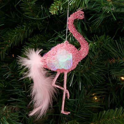 Beaded Flamingo Ornament