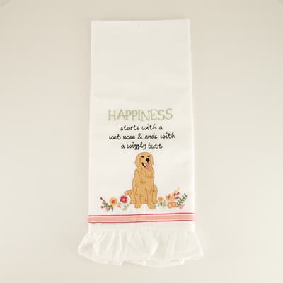 Embroidered Dog Kitchen Towel