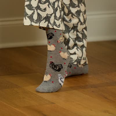 Gray Chicken Crew Socks