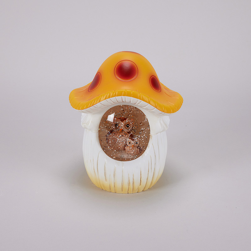 Mushroom with Owls Glitter Globe Cracker Barrel