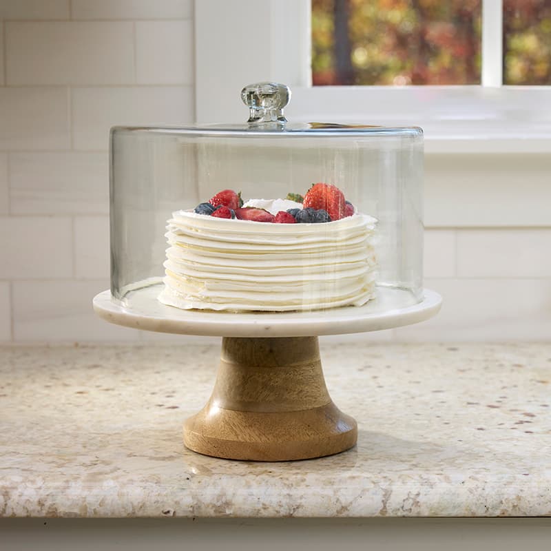 Marble wood 2024 cake stand