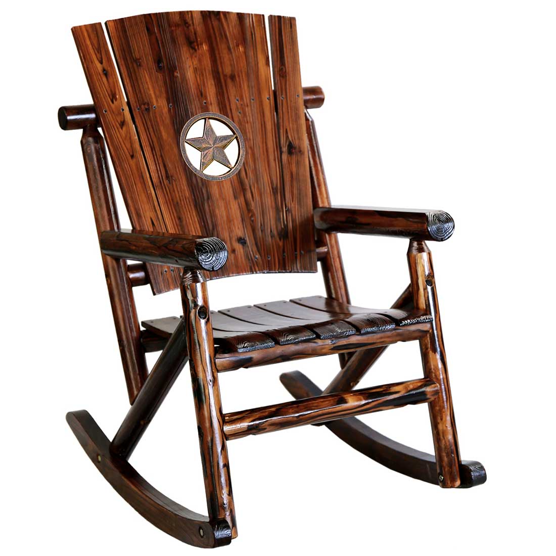 Char Log Wooden Star Medallion Rocker