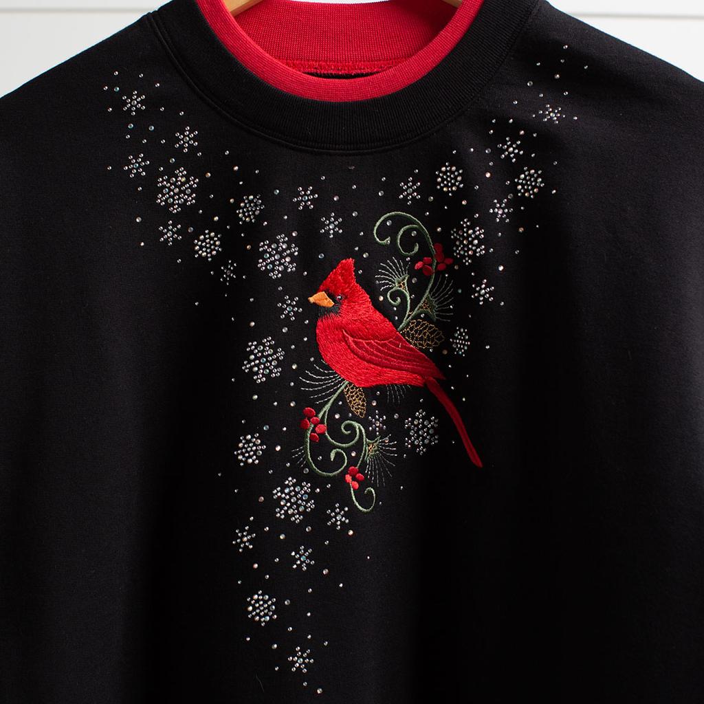 Cardinal and Snowflakes Pullover Fleece Sweatshirt - Cracker Barrel