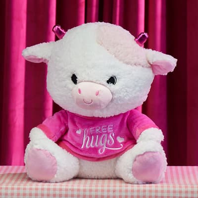 Free Hugs Pink Cow Plush