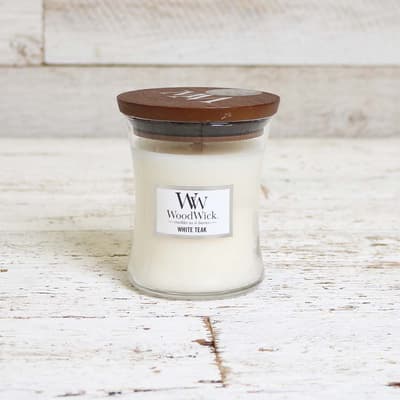 WoodWick White Teak Medium Jar Candle