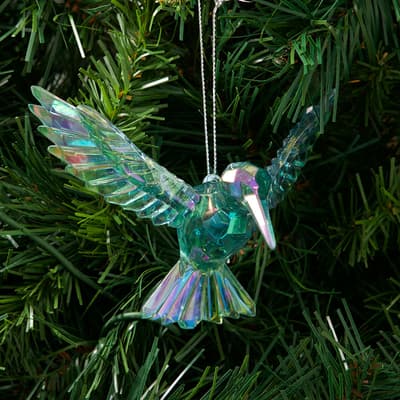 Green Iridescent Hummingbird Ornament