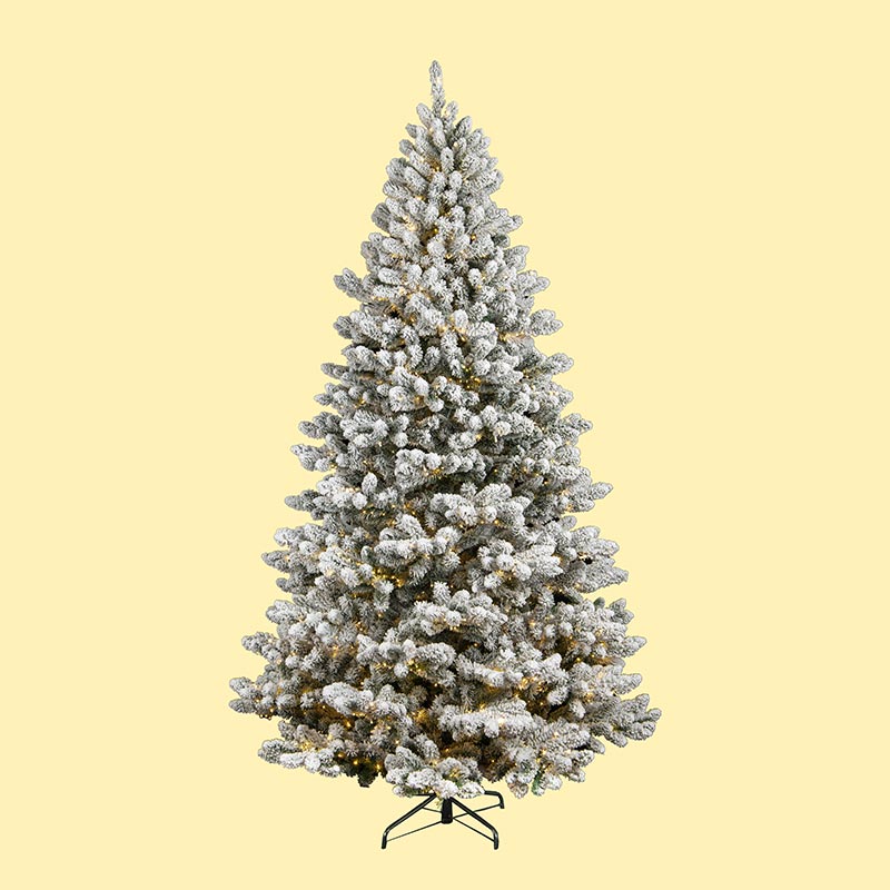 9' Prelit Flocked and Glittered Christmas Tree Cracker Barrel