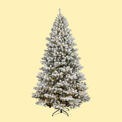 9' Prelit Flocked and Glittered Christmas Tree