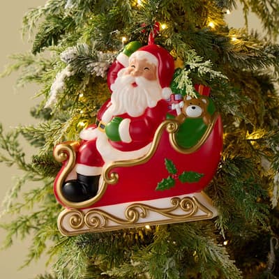 Santa in Sleigh Blow Mold Ornament