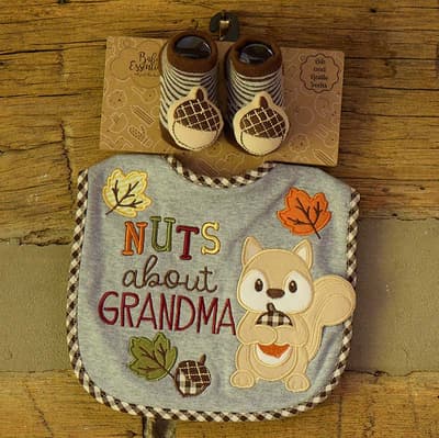 Nuts About Grandma Bib and Socks Set