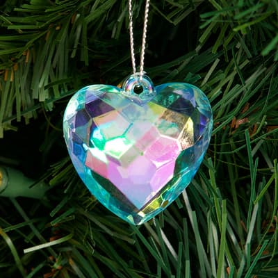Blue Iridescent Acrylic Heart Ornament
