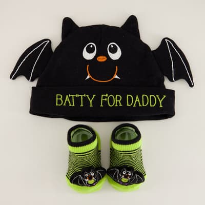 Infant Batty For Daddy Hat and Socks Set