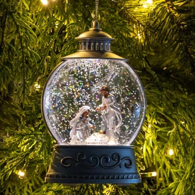 Aa Nativity Lantern Glitter Globe Ornament