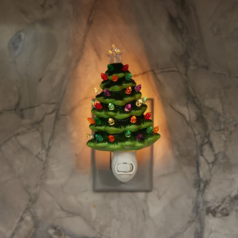 Ceramic Christmas Tree Night Light - Cracker Barrel