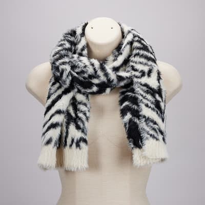 Zebra Print Fuzzy Scarf