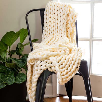 Chunky Knitted Cream Throw