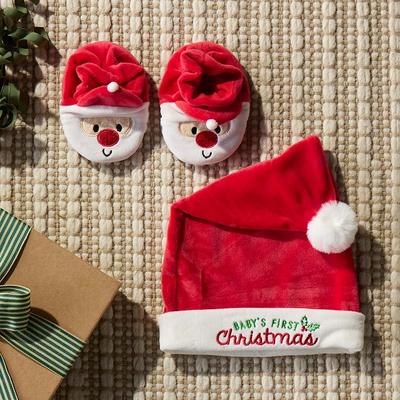 Infant Santa Hat and Slipper Set