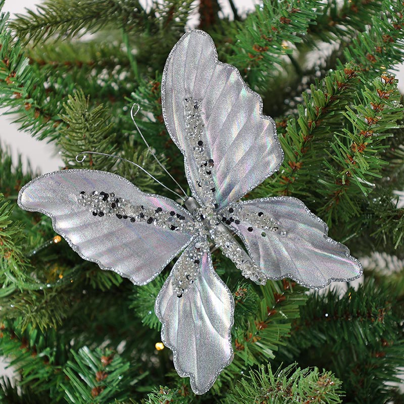 Blue Iridescent Butterfly Clip Ornament - Cracker Barrel
