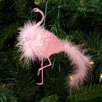 Flamingo With Feathers Ornament