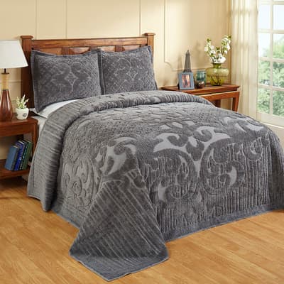 Ashton Grey Tufted Chenille Bedspread - Twin