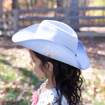 Blue with Embroidery and Braids Cowboy Hat