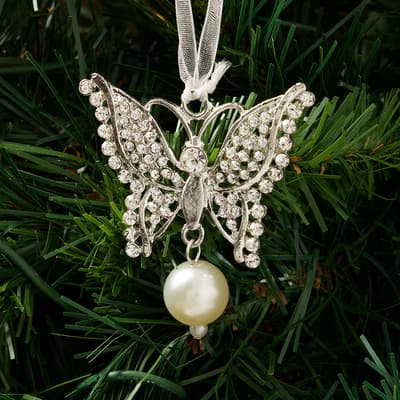 Jeweled Butterfly with Pearl Ornament