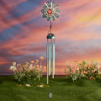 Blue Solar Flower Wind Chime