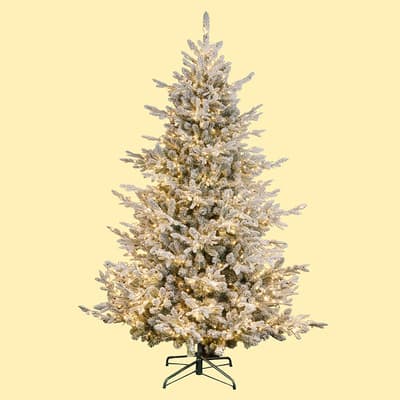 7.5' Prelit Flocked Full Mix Pine Tree