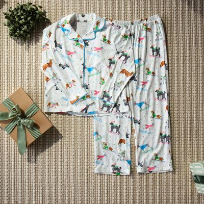 Big Kid Ski Dogs Print Button Front PJ Set