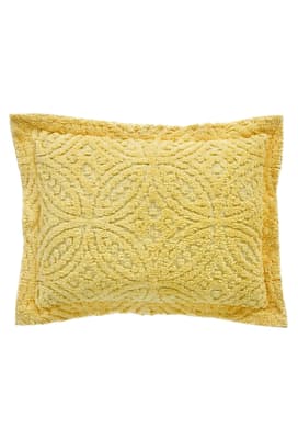 Double Wedding Ring Yellow Tufted Chenille Standard Sham