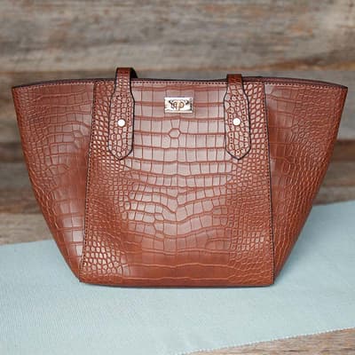 Brown Croc 2-in-1 Shoulder Bag