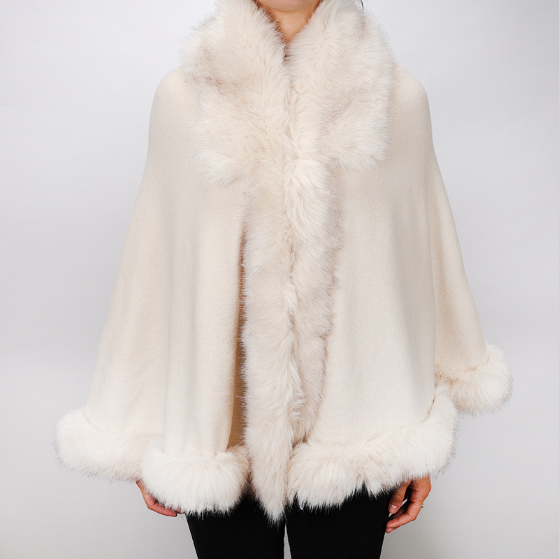 holiday white fur scallop cape set