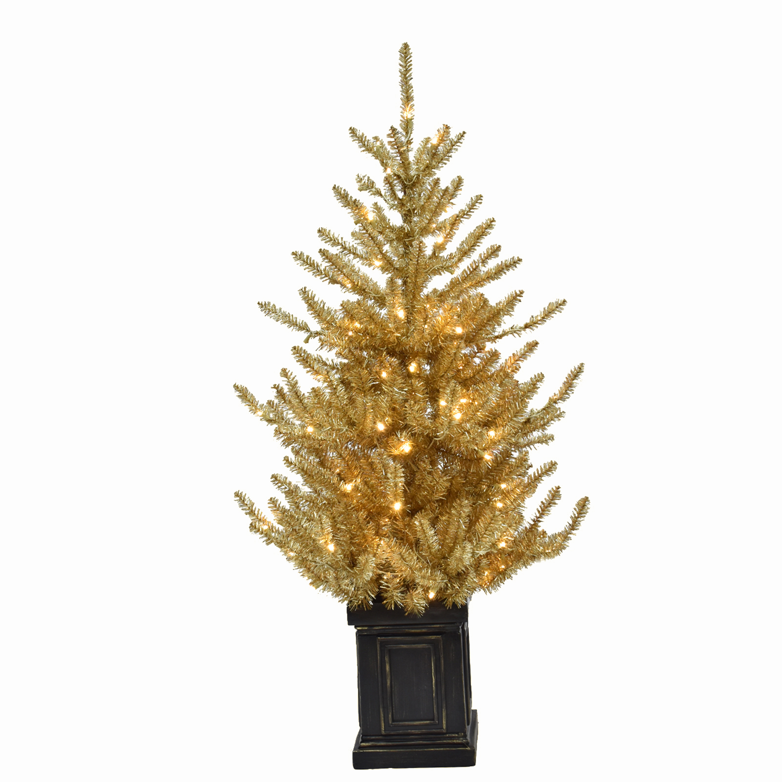 4.5' Prelit Gold Tinsel Christmas Tree Cracker Barrel