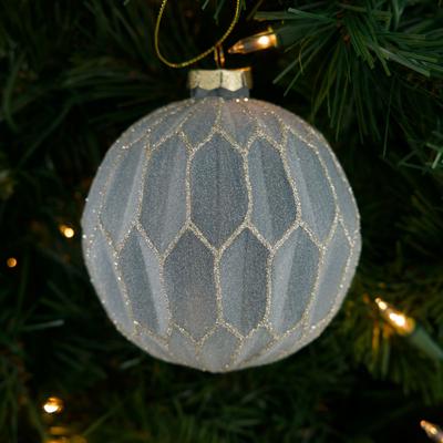 Glass Blue Diamond Pattern Ornament