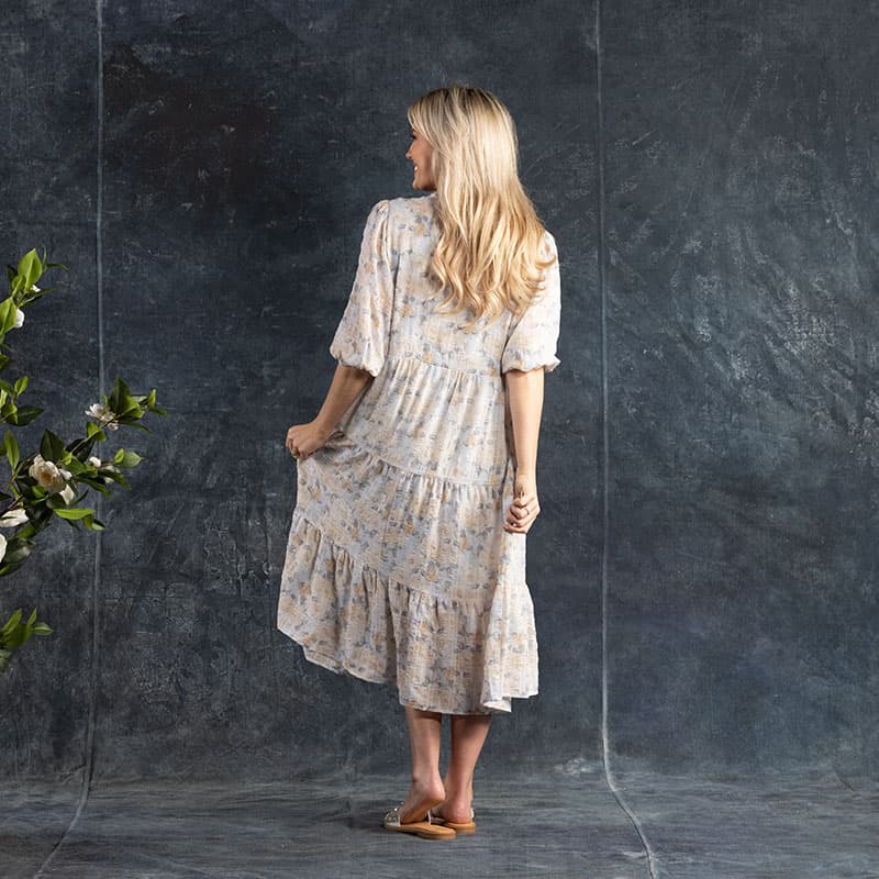 cracker barrel dresses Rust Leaf Print Tiered Dress