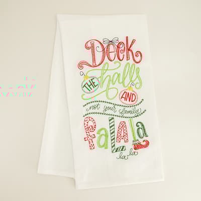 Deck The Halls Embroidered Flour Sack Towel
