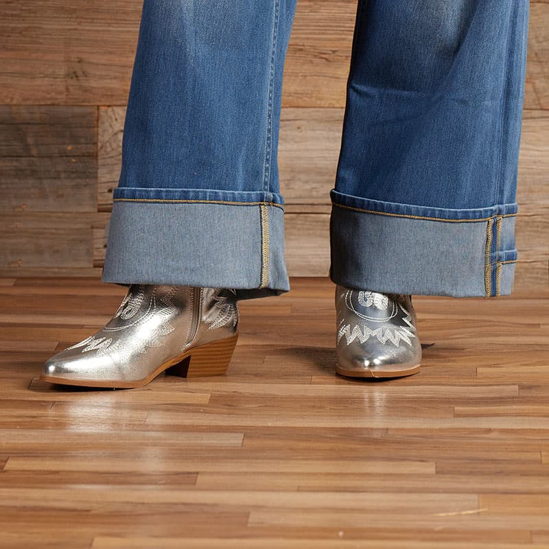 Silver Metallic Ankle Boots - Cracker Barrel