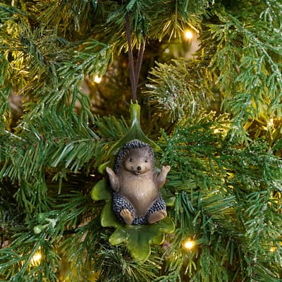 Hedgehog With Leaf Ornament