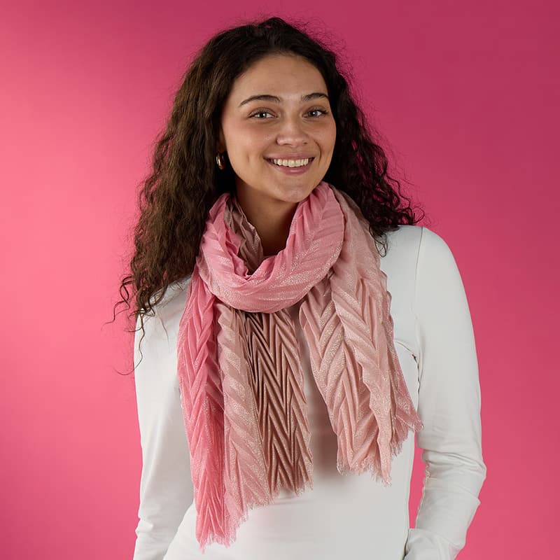 Pink Ombre Accordion Shimmer Scarf - Cracker Barrel