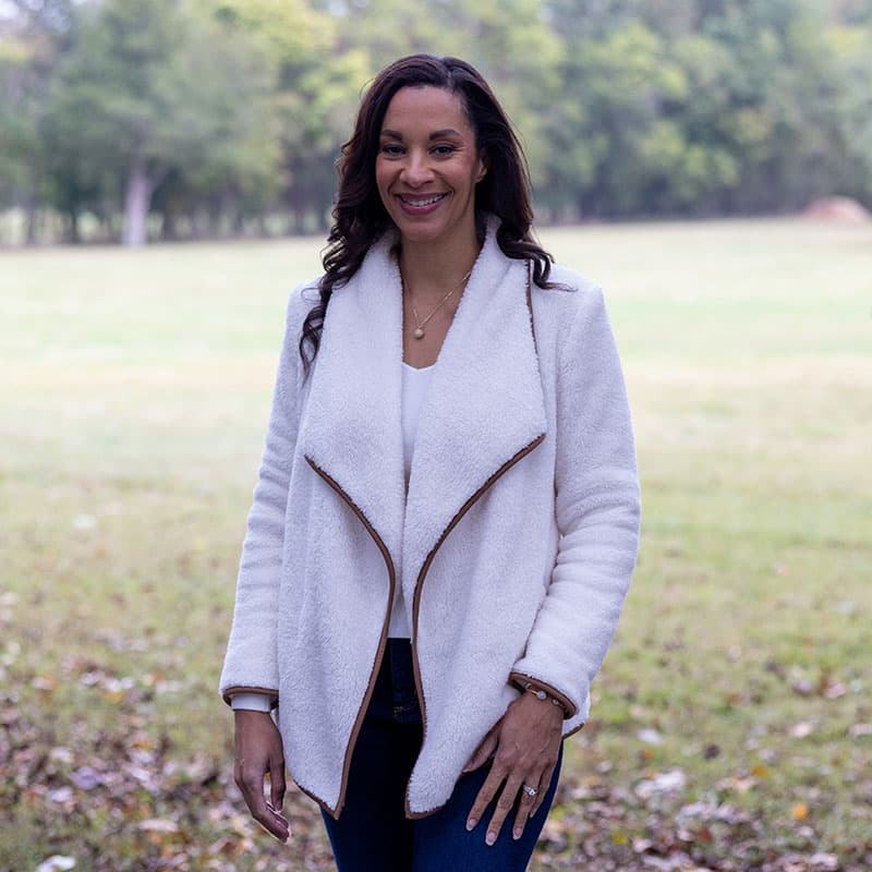 Ivory Drape Front Jacket - Cracker Barrel