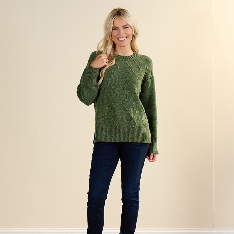 green chenille sweater dress Green High Neck Sweater Dress main image 0