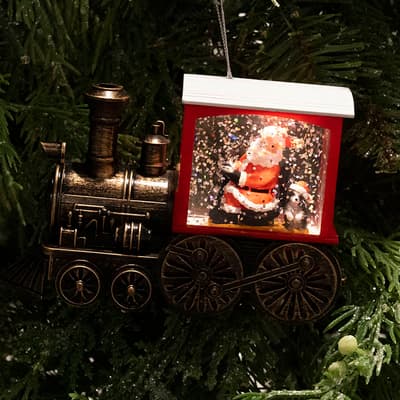 LED Santa Train Glitter Globe Ornament